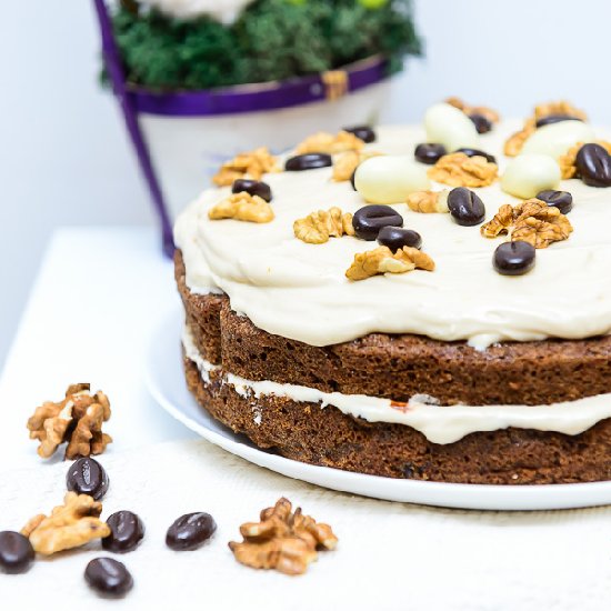 Coffee, nuts and orange cake