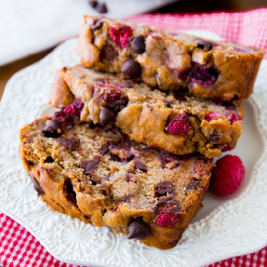 Chocolate Raspberry Banana Bread