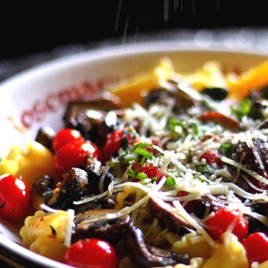 Pasta with Veggies Walnuts & Parmesan