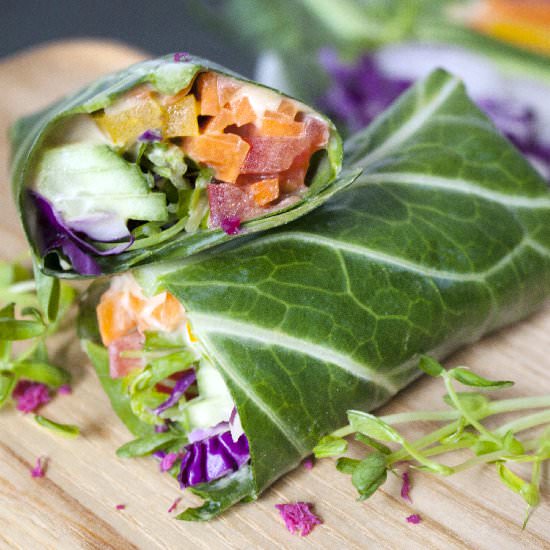 Raw Rainbow Collard Greens Wrap