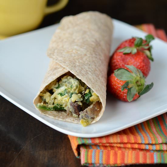 Spinach Mushroom Breakfast Wrap