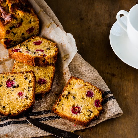 Raspberry, Pear & Cacao Nib Cake