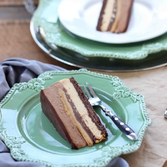 Caramel chocolate hazelnut gateau