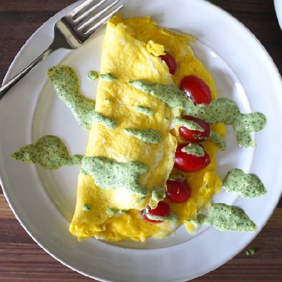 Cherry Tomato Omelet w/ Watercress