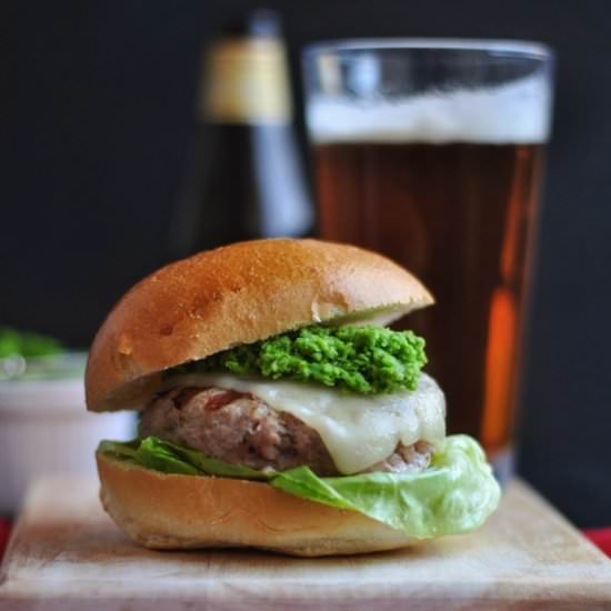 Turkey Burgers with Minted Peas