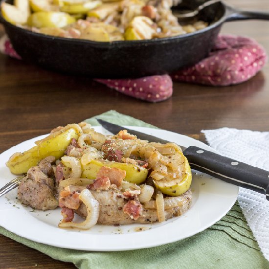 Pork Chops with Bacon and Apples