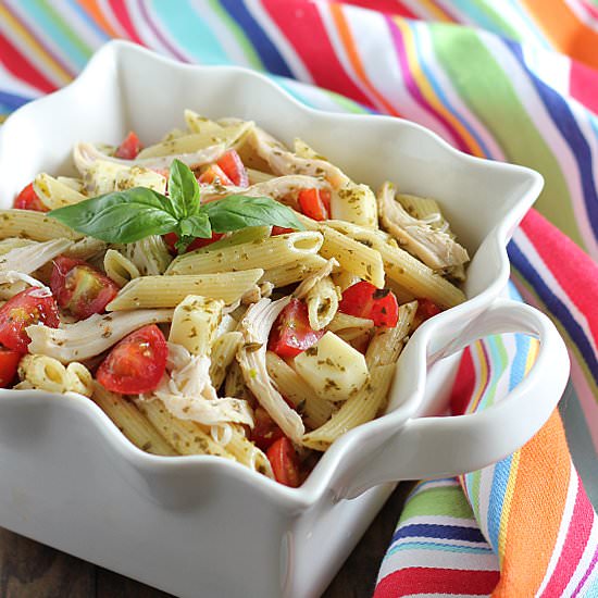 Caprese Chicken Pasta Salad