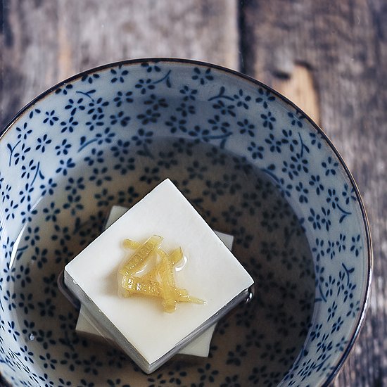 Tofu dessert in ginger syrup