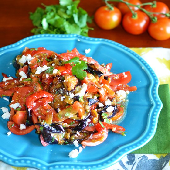 Eggplant Salad with fresh tomatoes