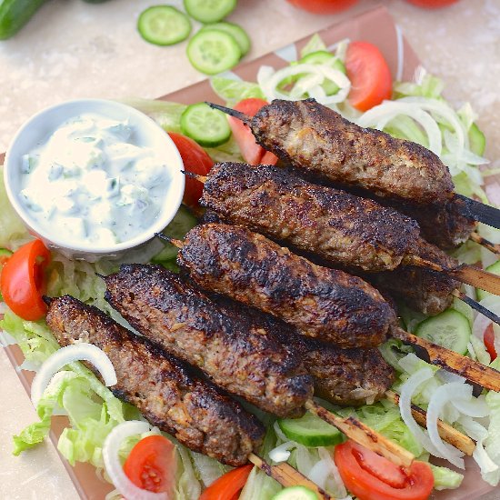 Lamb Kebabs and Mint Raita