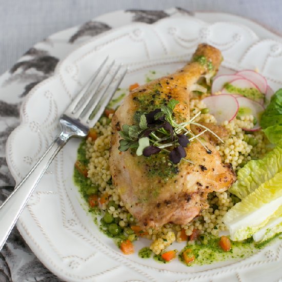 Chicken w/Vegetable Couscous, Pesto