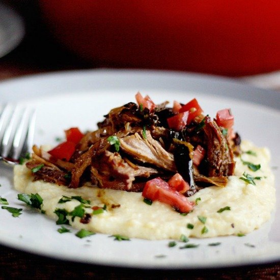 Poblano Carnitas on Polenta