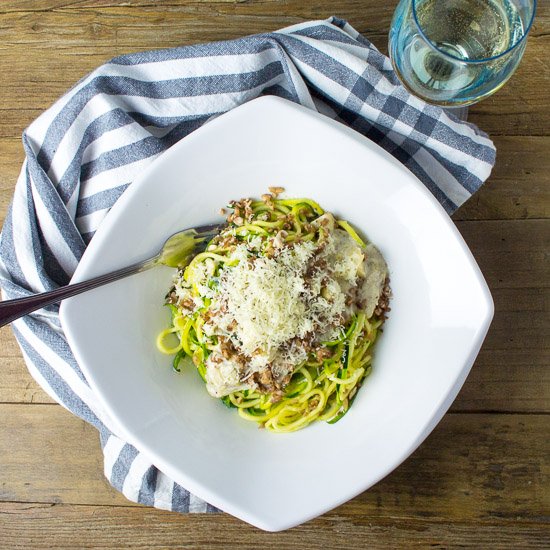 Artichoke and Asiago Zucchini Pasta