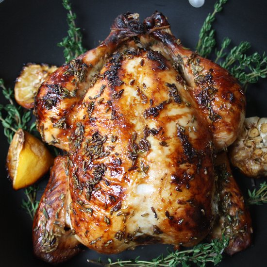 Roast Chicken with Honey and Lavend