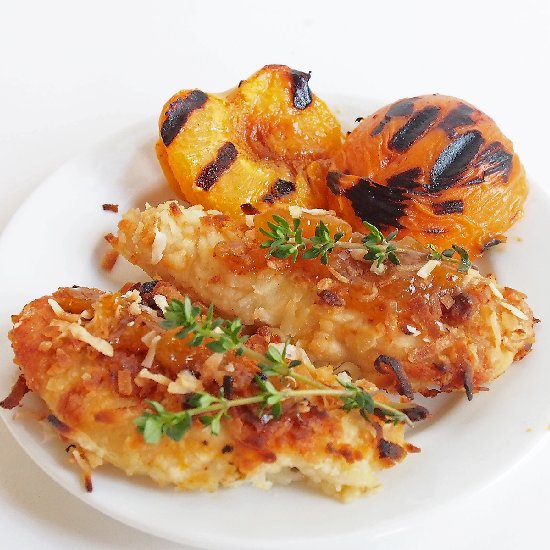 Coconut Chicken & Grilled Apricots