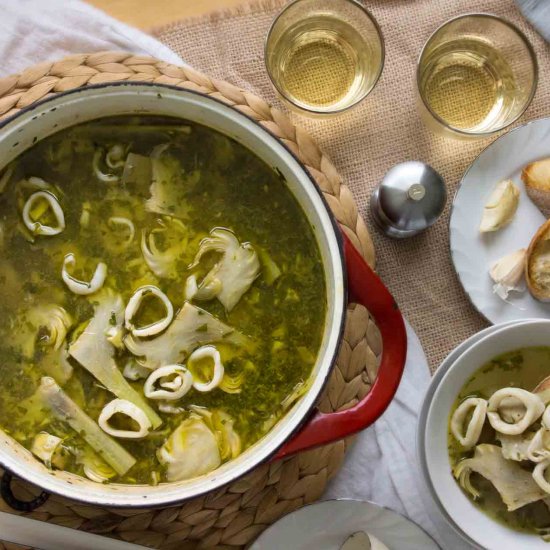 Calamari & Artichoke Soup