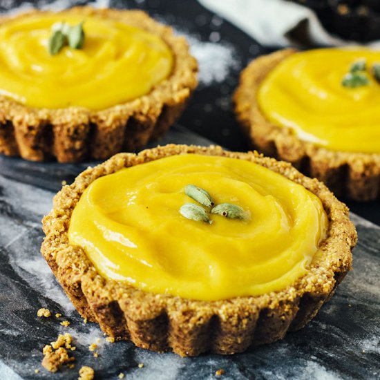 Mango Lassi Tarts with Almond Crust