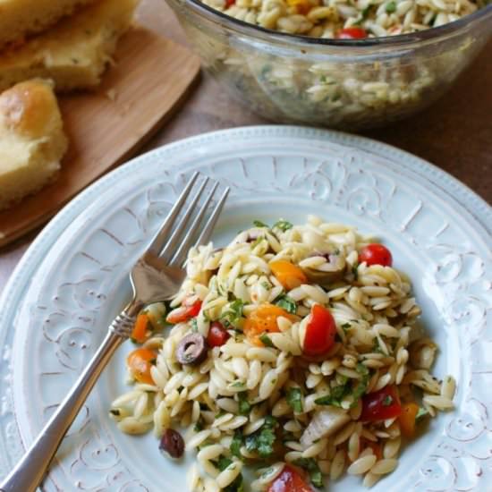 Lemon Orzo Pasta Salad with Olives