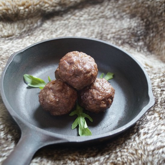 Elk Meatballs stuffed w/Blue Cheese