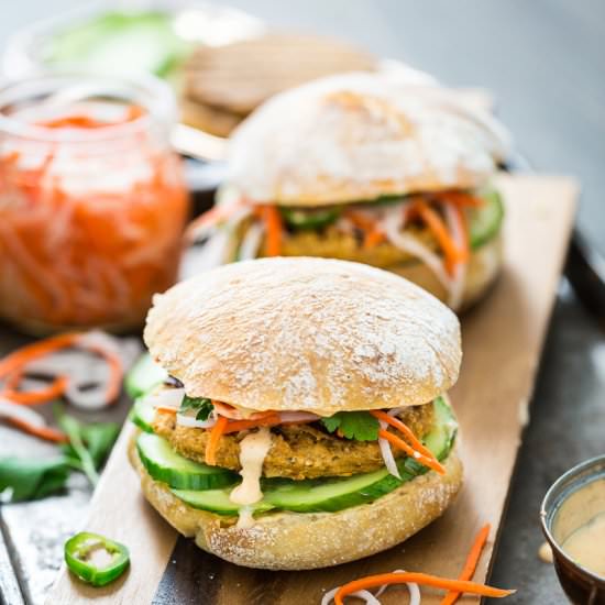 Lemongrass Tofu Banh Mi Burgers