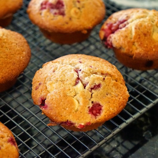 Raspberry and White Choc Muffins