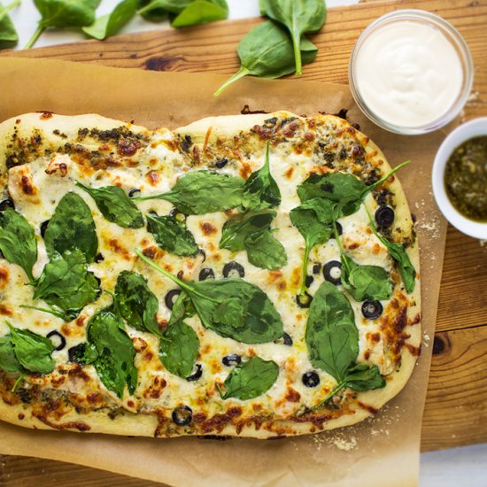 Chicken Alfredo & Pesto Pizza