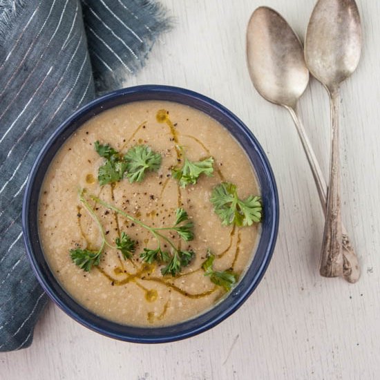 Roasted Eggplant & White Bean Soup