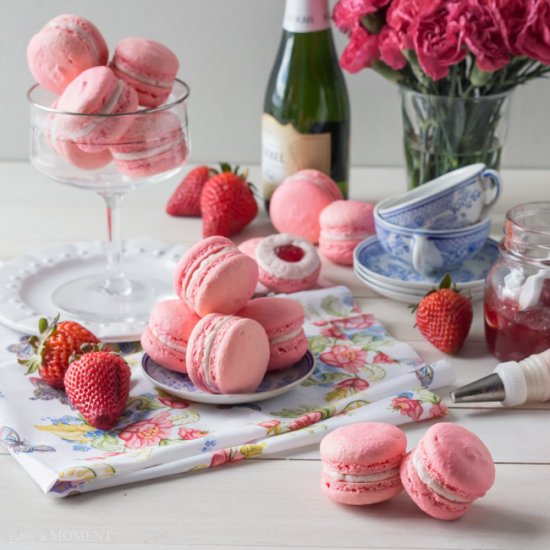 Strawberry Rose Macarons