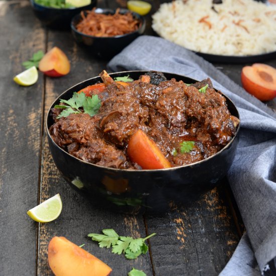 Mutton in plum gravy