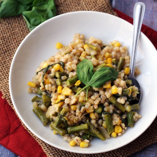 Corn, asparagus, and basil barley