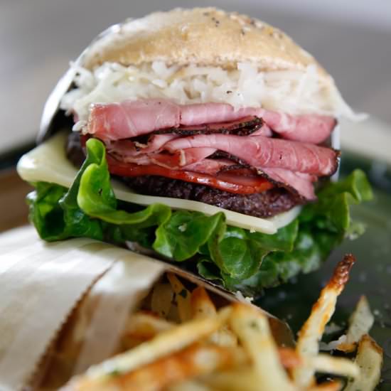 Mouth Watering Tasty Reuben Burger