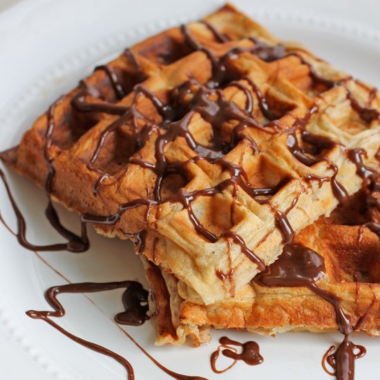 Banana Waffles with Nutella Syrup