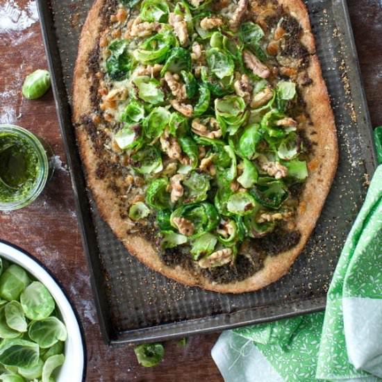 Brussels Sprout Pesto Pizza