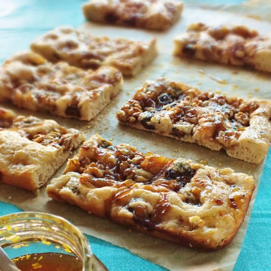 Fig, nut, and blue cheese focaccia