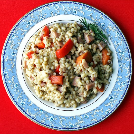 Barley Risotto with Ham and Veggies