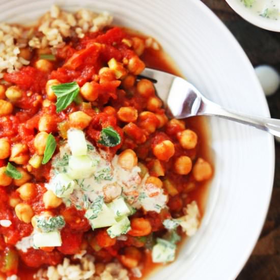 Chana Masala & Vegan Cashew Raita