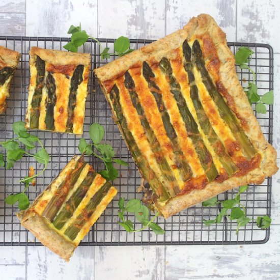 Asparagus Mushrooms Cheddar Quiche