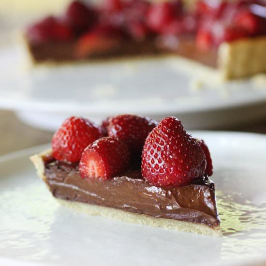 Bittersweet Choc. & Strawberry Tart