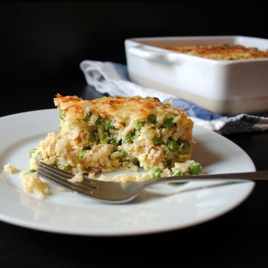 Pea, Prosciutto, Brown Rice Gratin