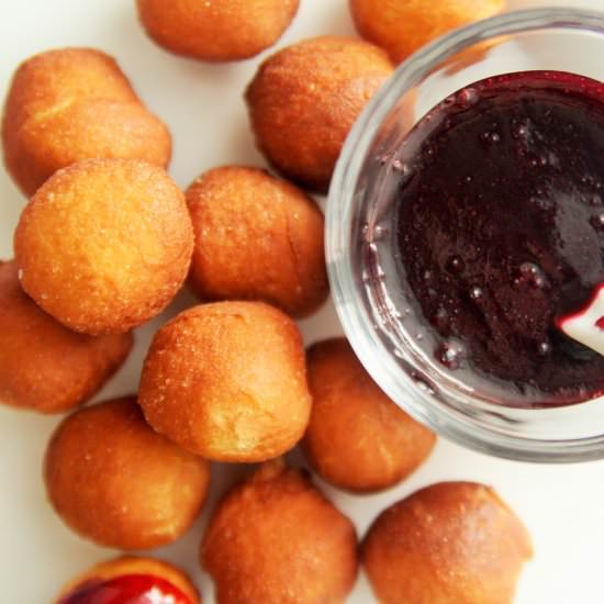 Zeppole with Blueberry Sauce