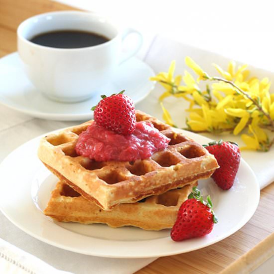 Waffles with Strawberry Rhubarb