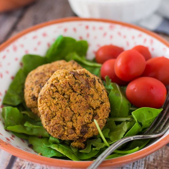 Baked Quinoa Falafel + Tahini Sauce