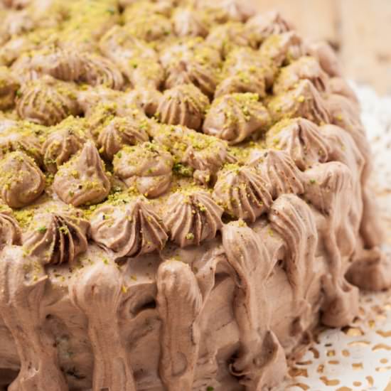 Chocolate Cake+ Pistachio Mousse