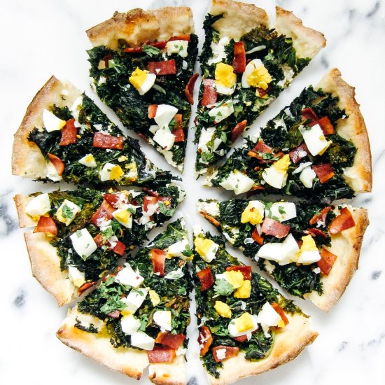 Kale and Ricotta Breakfast Pizza