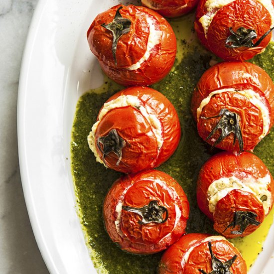 Stuffed Tomatoes with Basil Sauce