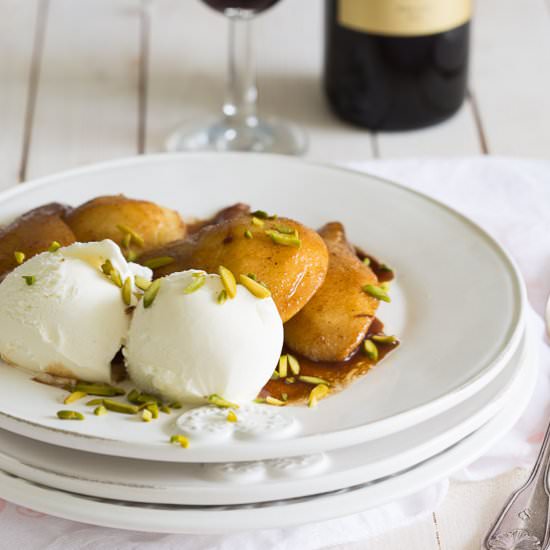 Roasted Pears with Vanilla Ice Cream