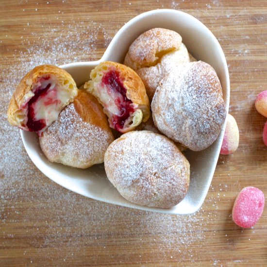 Rhubarb & Custard Profiteroles