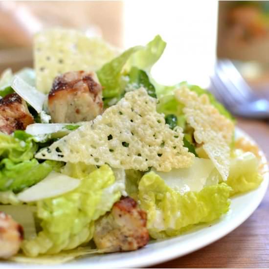 Caesar Salad with Cheese Crisps