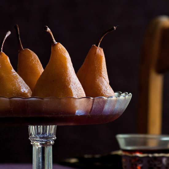 Pears Poached in Earl Grey Tea