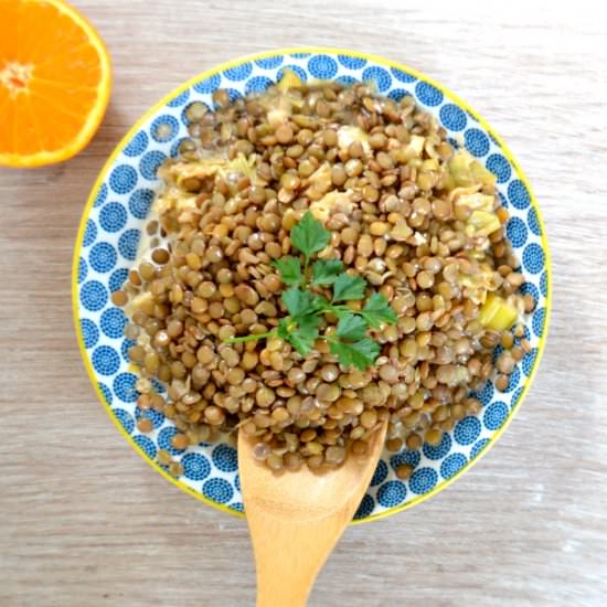 Green Lentils in a Orange Sauce